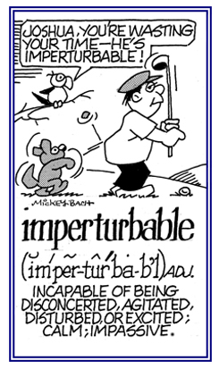 Calm and not easily disturbed.