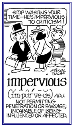 Not allowing criticism to bother a person.