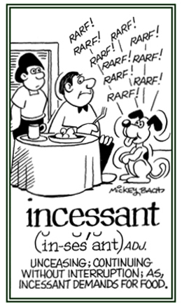 Going on and on without interruption.