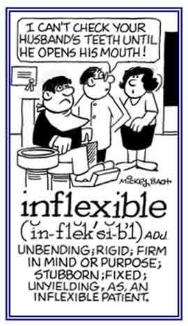 Relating to being firm or stubborn.