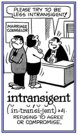 Refusing to agree or to compromise.