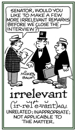 Not important or related to what is being discussed.