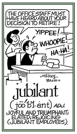 Elated and rejoicing.