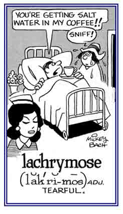 Crying or being overly tearful.