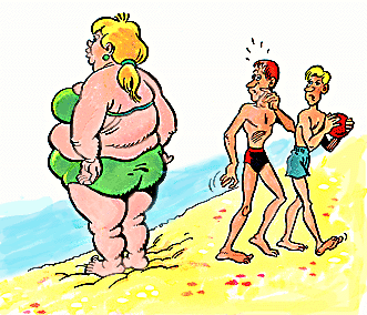 An obese woman and subject of liposuction