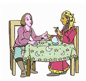 Cheiromancy or palm reading divination.