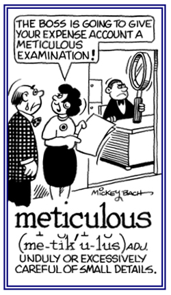 Unduly careful about tiny things.