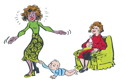 A woman simply can't tolerate babies or children touching her .