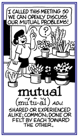 A reference to sharing or experiencing in common with another person or groups.