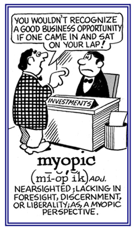 Relating to a lack of normal vision or foresight.