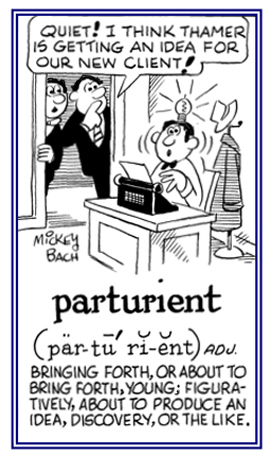 About to produce an idea or discovery.