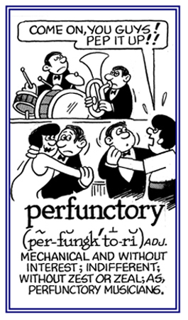 A performance taking place without enthusiasm.