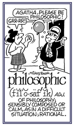 Sensibly calm or composed in a difficult situation.