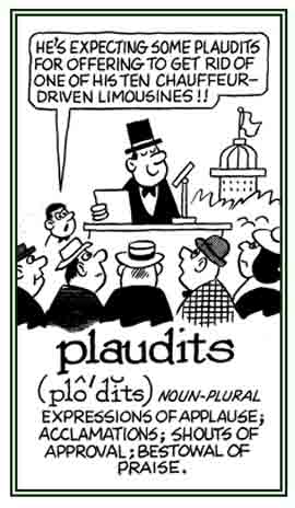 Shouts of approval or praise.