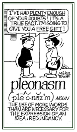 A redundancy or excessive expression of words.