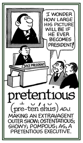 Pertaining to being a pompous executive.