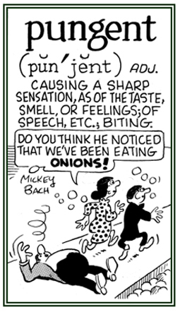 Referring to something that causes a sharp sensation; such as, a smell, taste, or feeling.