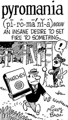 Insane desire to set fires.