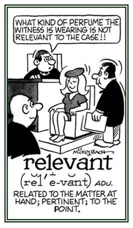 Relating to something that is related or connected to what is going on.