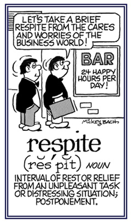 Relief from a task or situation.