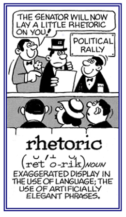 An exaggerated presentation in the use of language with elegant contents.