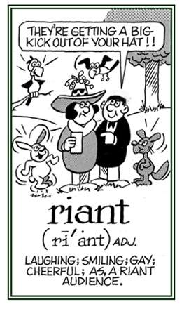 A reference to being cheerful and amused.