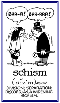 A separation, a division, or a discord between people.