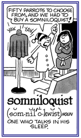 Talking while sleeping.