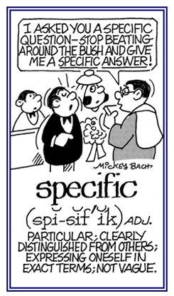 Clearly and in exact terms; not vague.