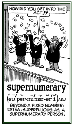 Beyond a fixed number or superfluous.