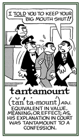 Relating to a statement that is equivalent in value or effect to another one.