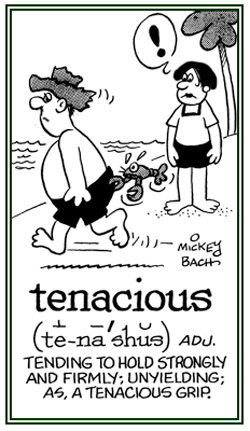 Tending to hold firmly and strongly; unyielding.