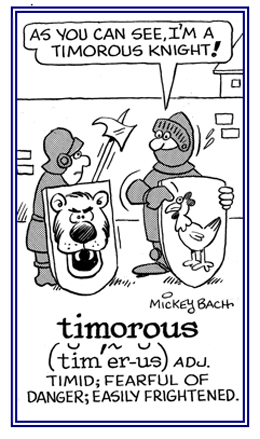 Referring to being easily frightened.