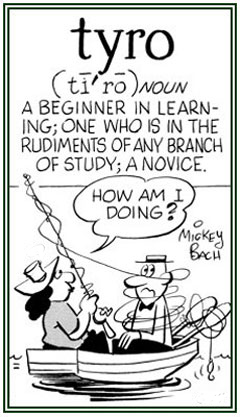 A woman is having trouble learning how to fish.