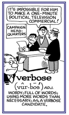 Pertaining to being overly wordy.