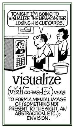 To mentally visualize something that is not present to the sight.