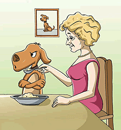 Woman is overly devoted to her dog.